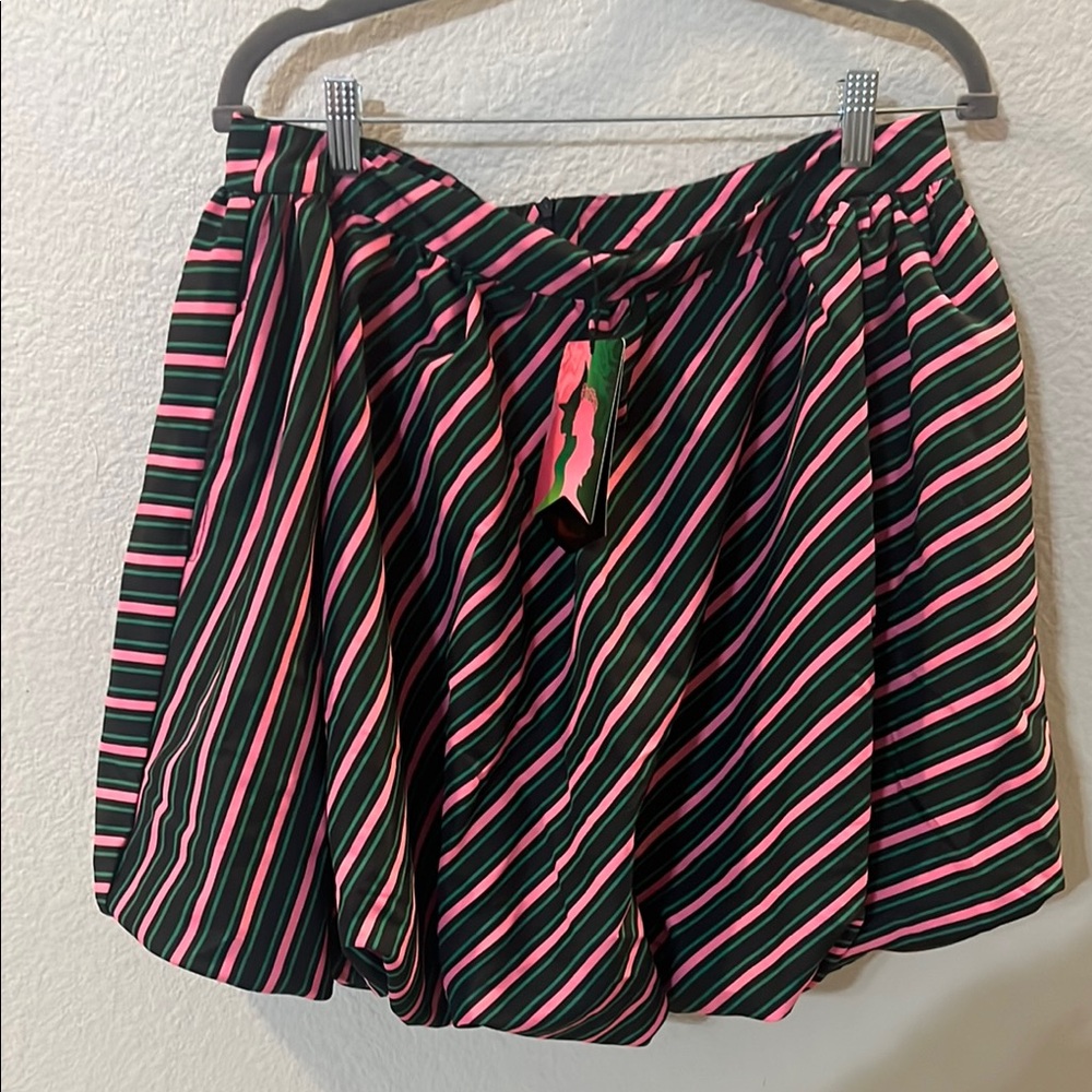 Wicked for Target Striped Pink and Green zippered puffy bottom Skirt NWT size XL